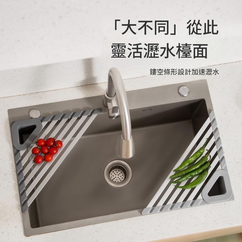 廚房三角瀝水架  水槽置物架水池碗碟瀝水籃  家用過濾收納池網瀝水架