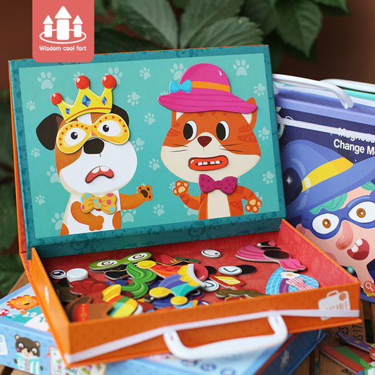 磁性拼圖  兒童手提禮盒益智磁貼玩具  3-6歲寶寶