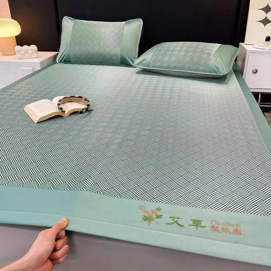夏季艾草驅蚊 冰絲涼席三件套 夏天空調軟席爆款